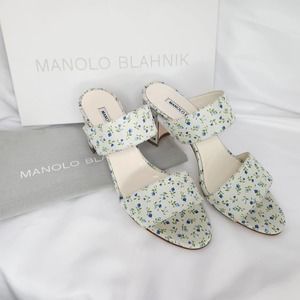 Manolo Blahnik Kalita Slide Sandals 37 70mm